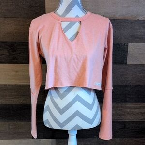 Gymshark Women's Pink Long Sleeve cropped Top Sz S